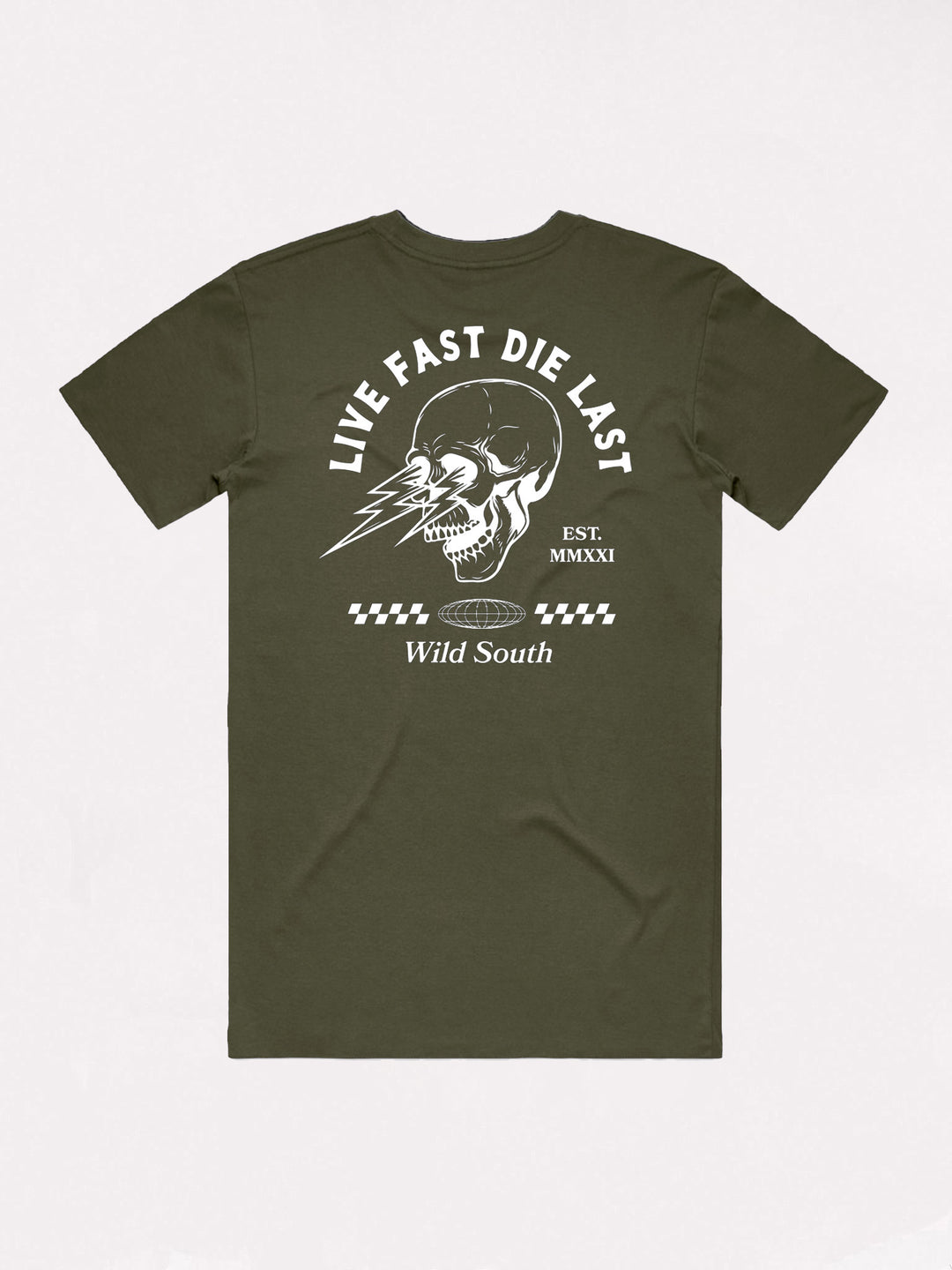 Live Fast Die Last Tee-Olive