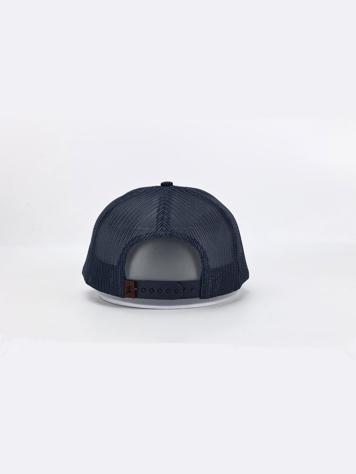 Navy Leather Trucker Hat