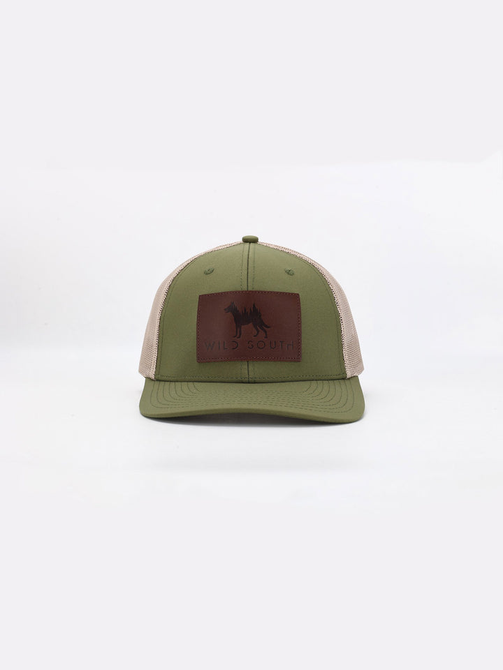Olive Leather Trucker Hat