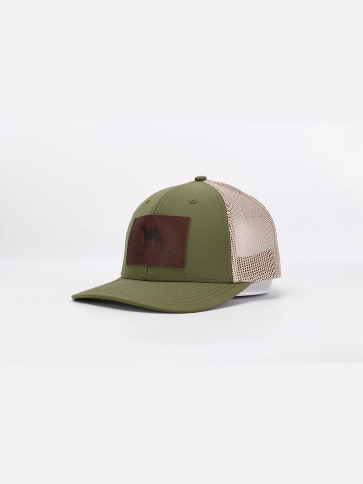 Olive Leather Trucker Hat