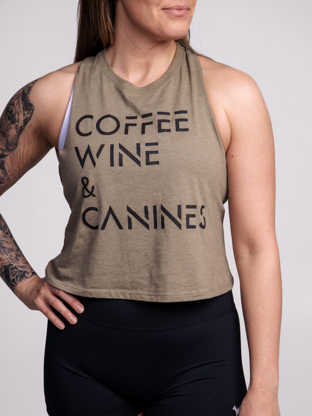 Coffee Wine and Canine Cropped Tank - Wild South Apparel