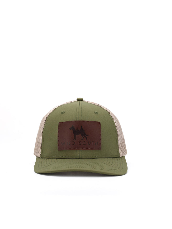 Olive Leather Trucker Hat