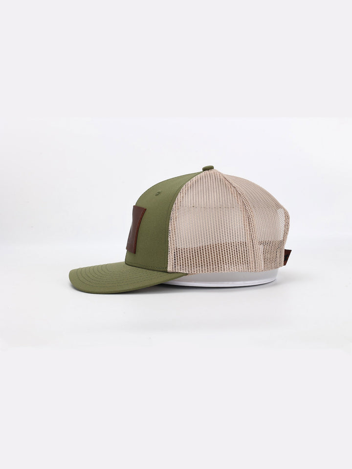 Olive Leather Trucker Hat