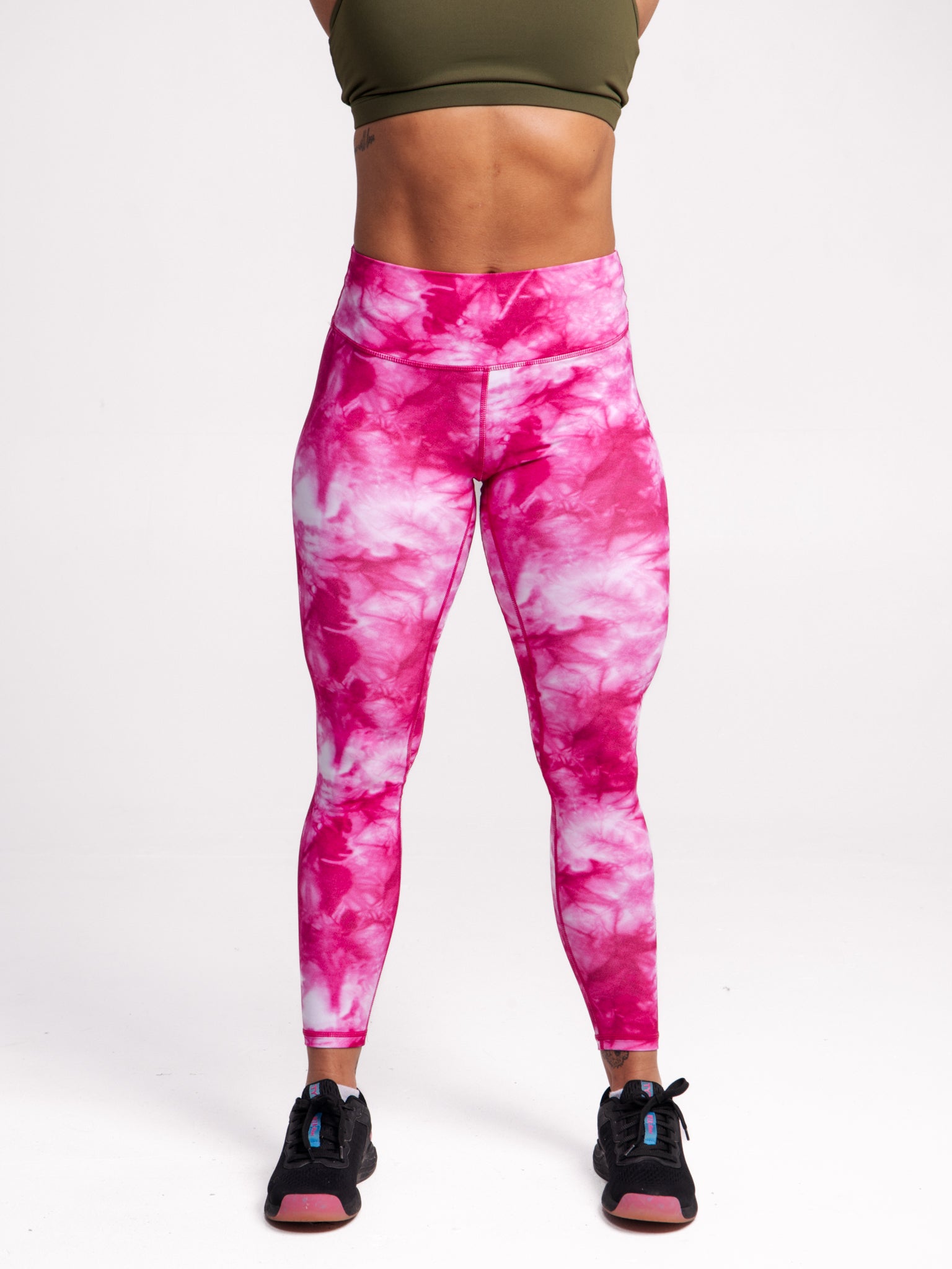 Womens Leggings Hot Pink Black Tie Dye Yoga Activewear Leggings Pants S or  L