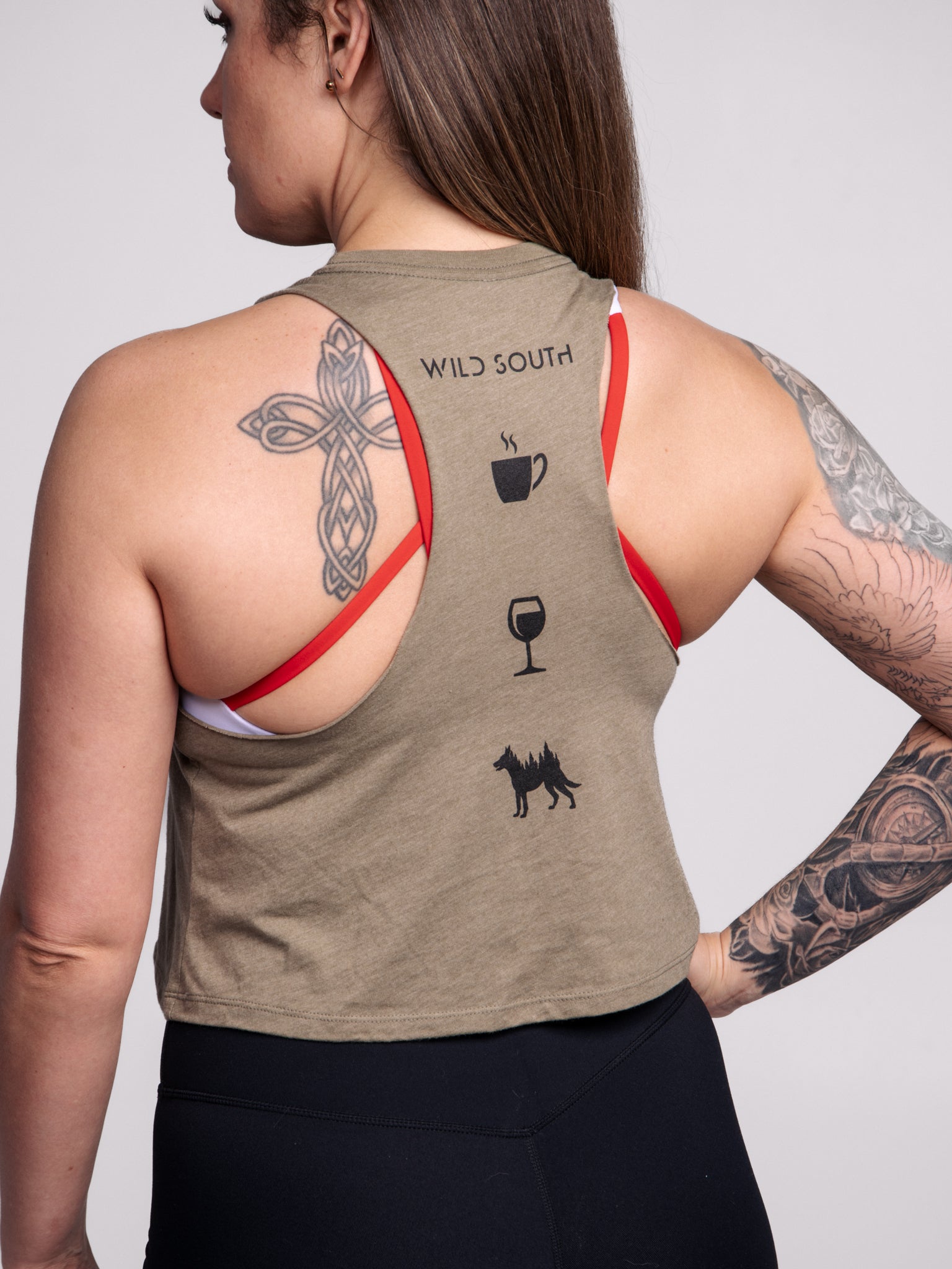 Coffee Wine and Canine Cropped Tank